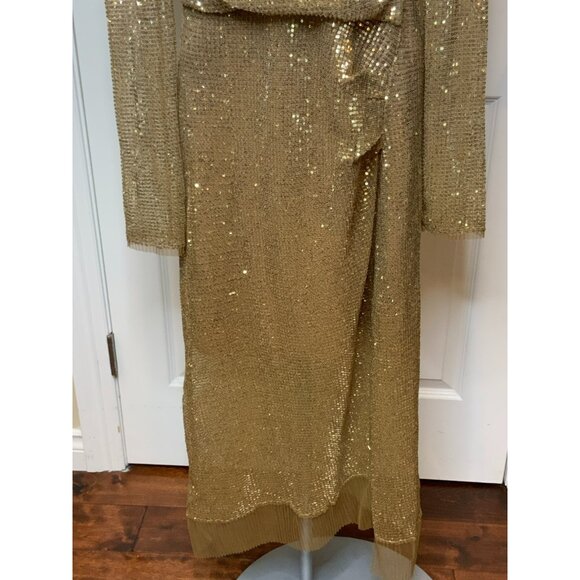 Dorothee Schumacher Gold Sequin Shimmering Dreams Midi Dress, Size 4, $1250 NWT! - Picture 3 of 15